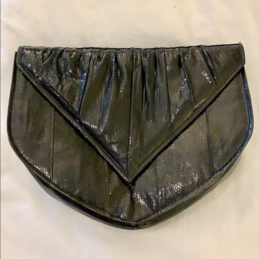 Vintage Black Python Clutch